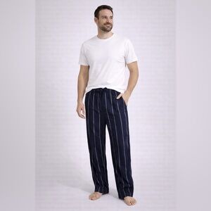 Gap Navy Blue Stripe Pockets Flannel Elastic Drawstring Lounge Pants NWT Medium